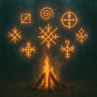 Magische Sigillen erscheinen im Ritualfeuer