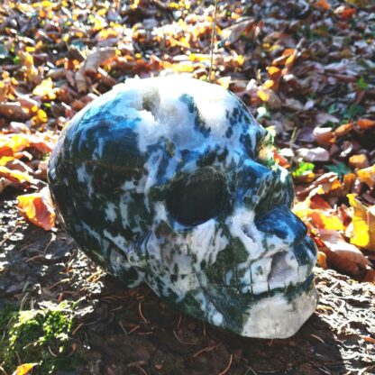 Beseelter Moosachat Skull