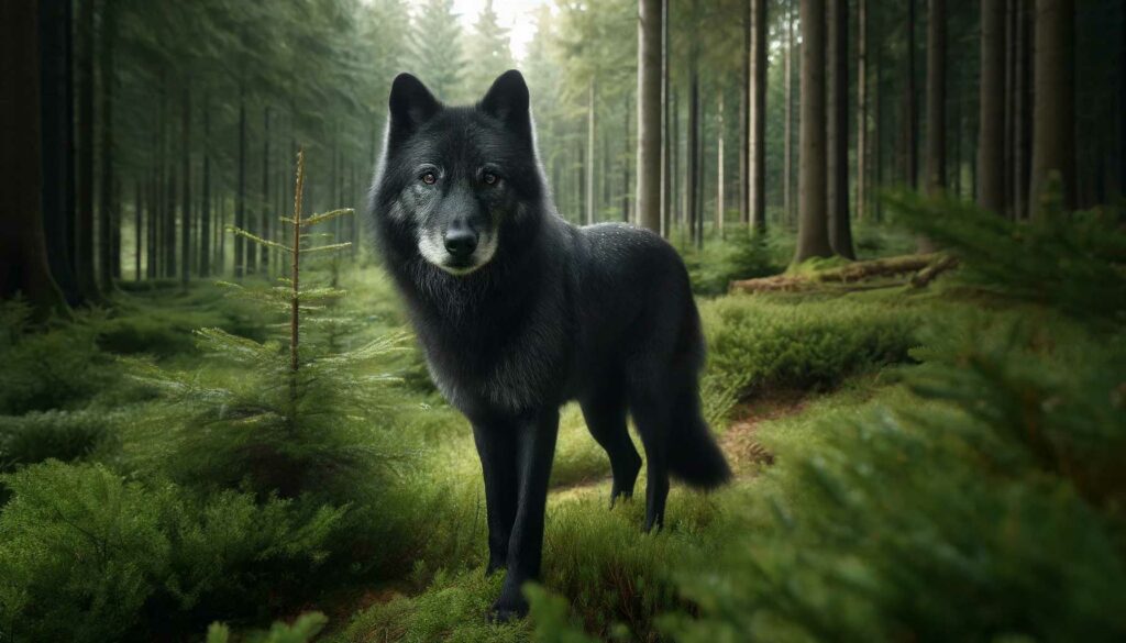 Krafttier Schwarzer Wolf